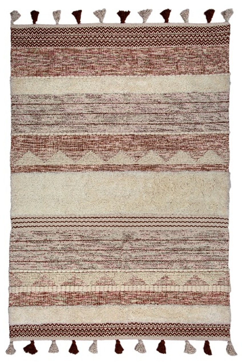 Falmo Stripe Rustic Modern 5'x7' Wool & Cotton Area Rug