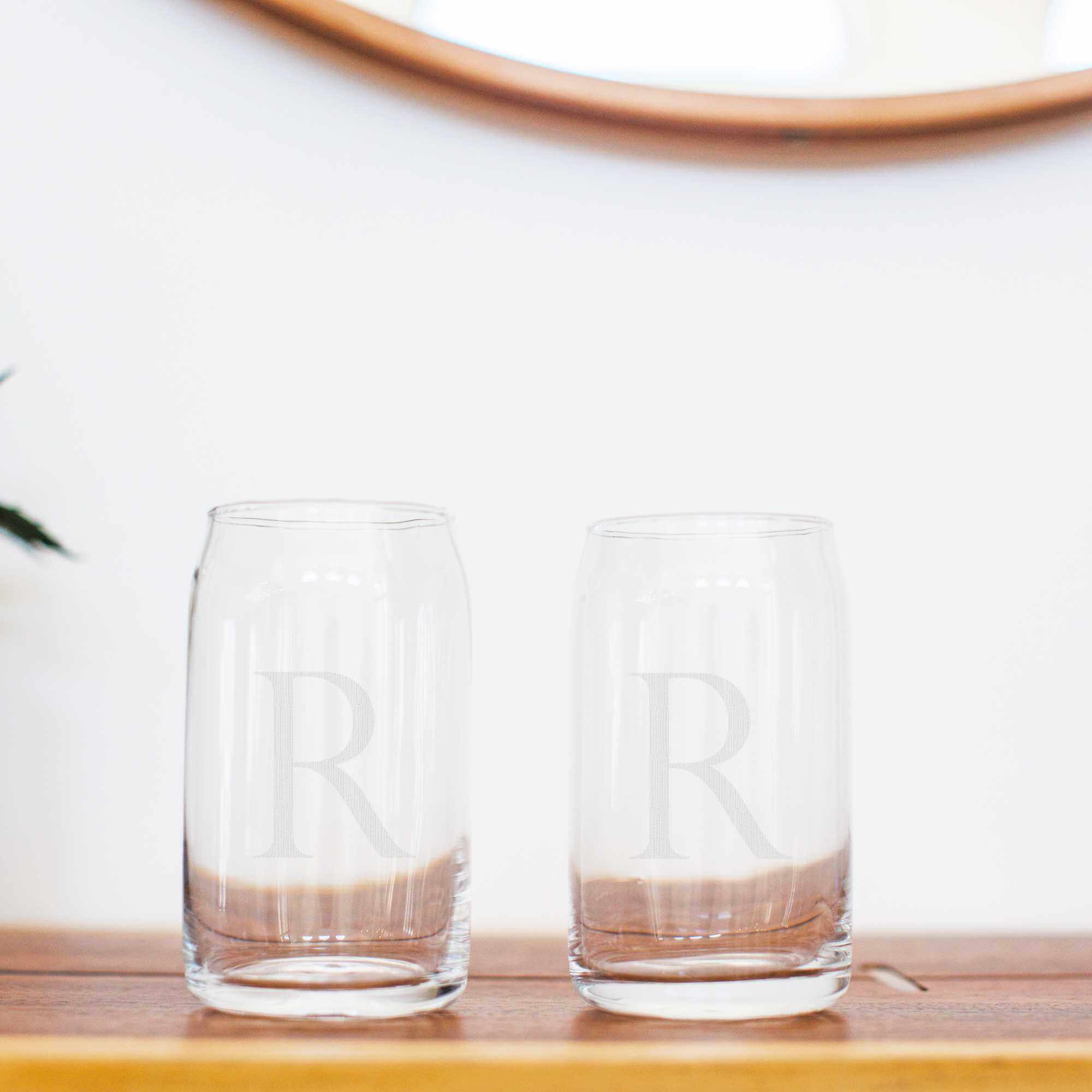 Beer Can Glass with Initial