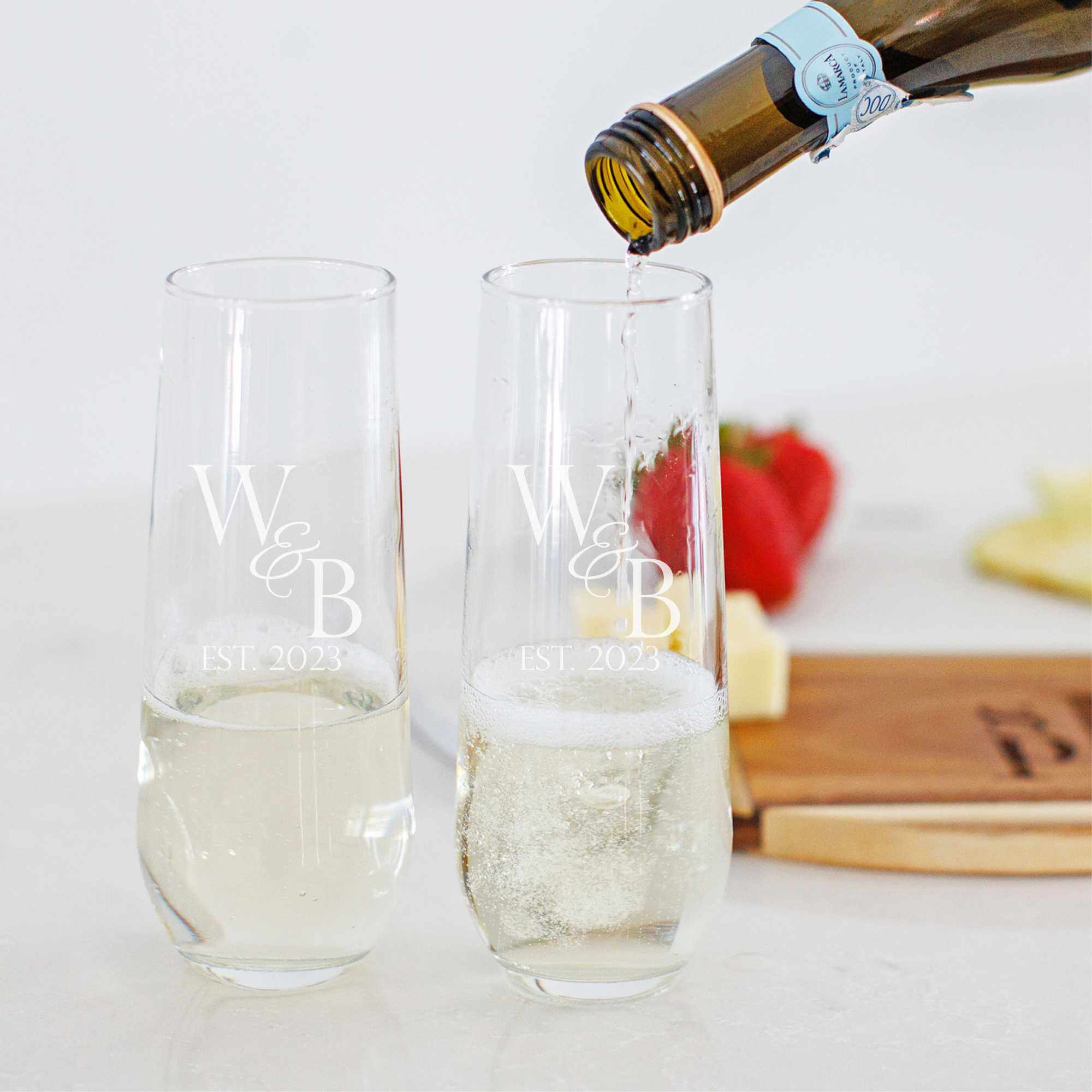 Couple's Set of Modern Wine Glasses with Initials & Date - Love, Georgie