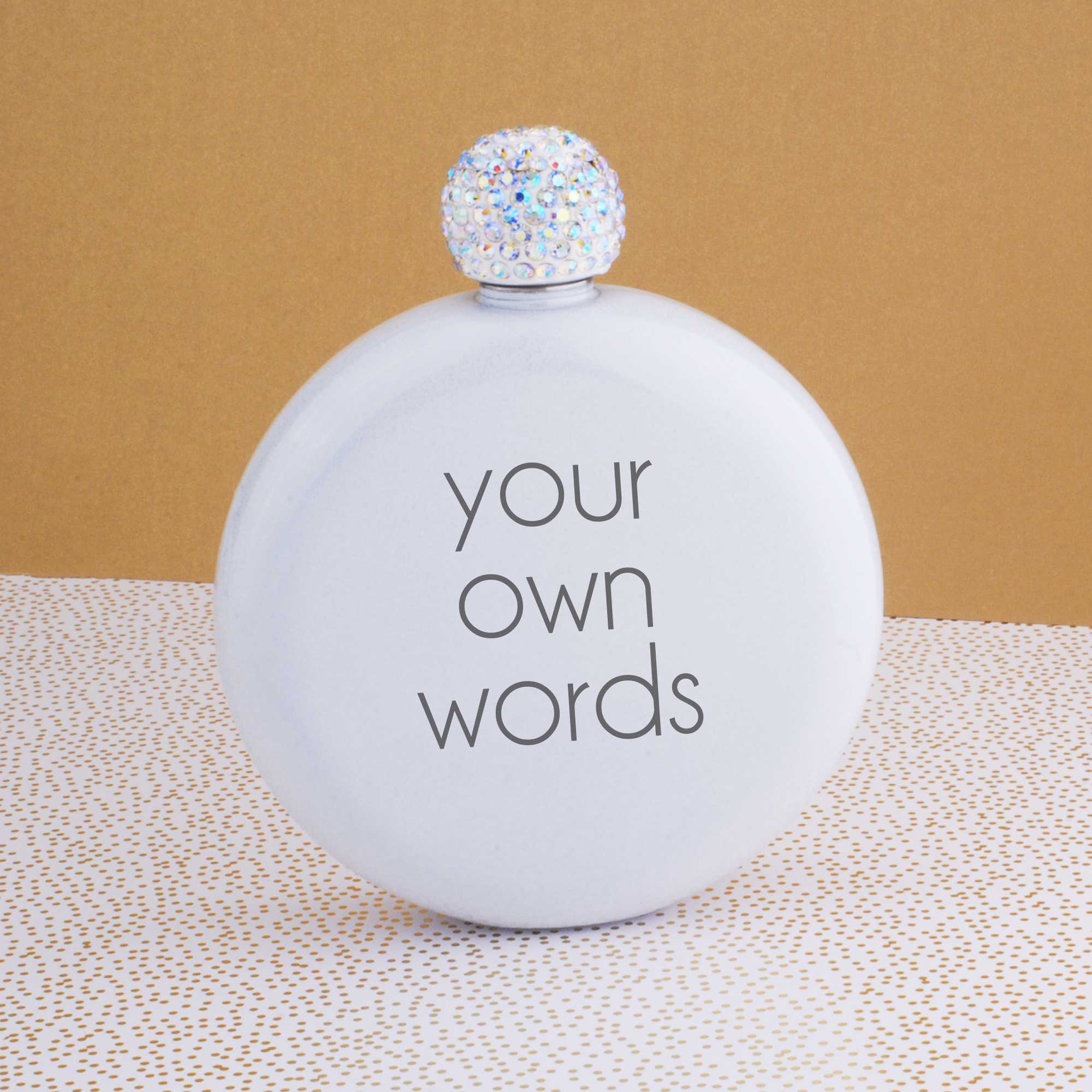 Round Glitter Flask Engraved with Your Own Words