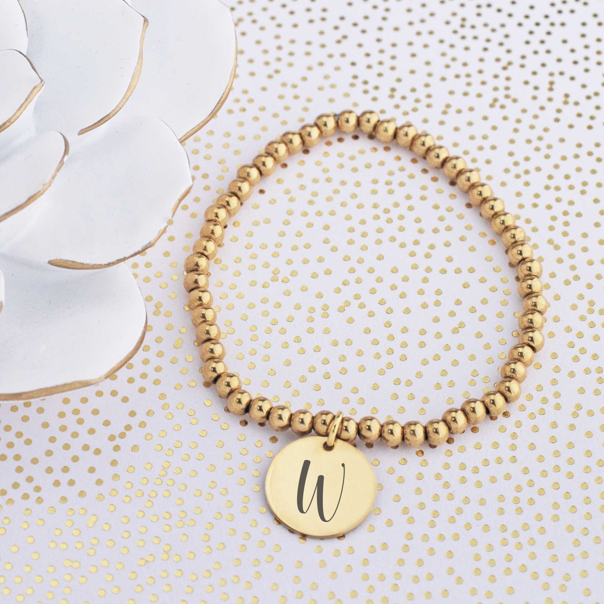 Bridal Party Stretch Bracelet with Initial