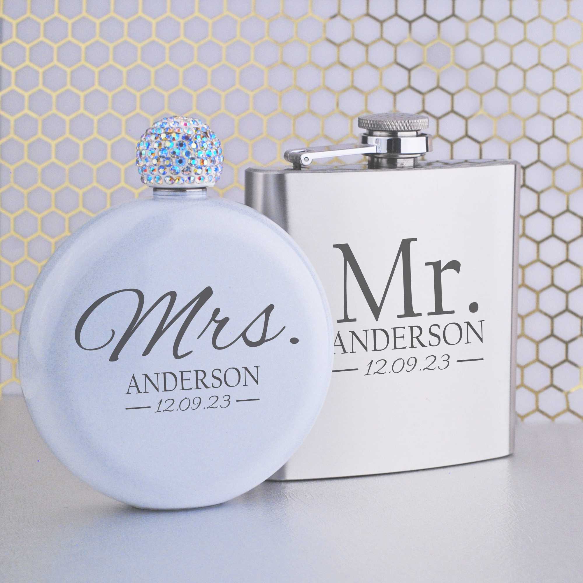 Mr. & Mrs. Wedding Flask Set