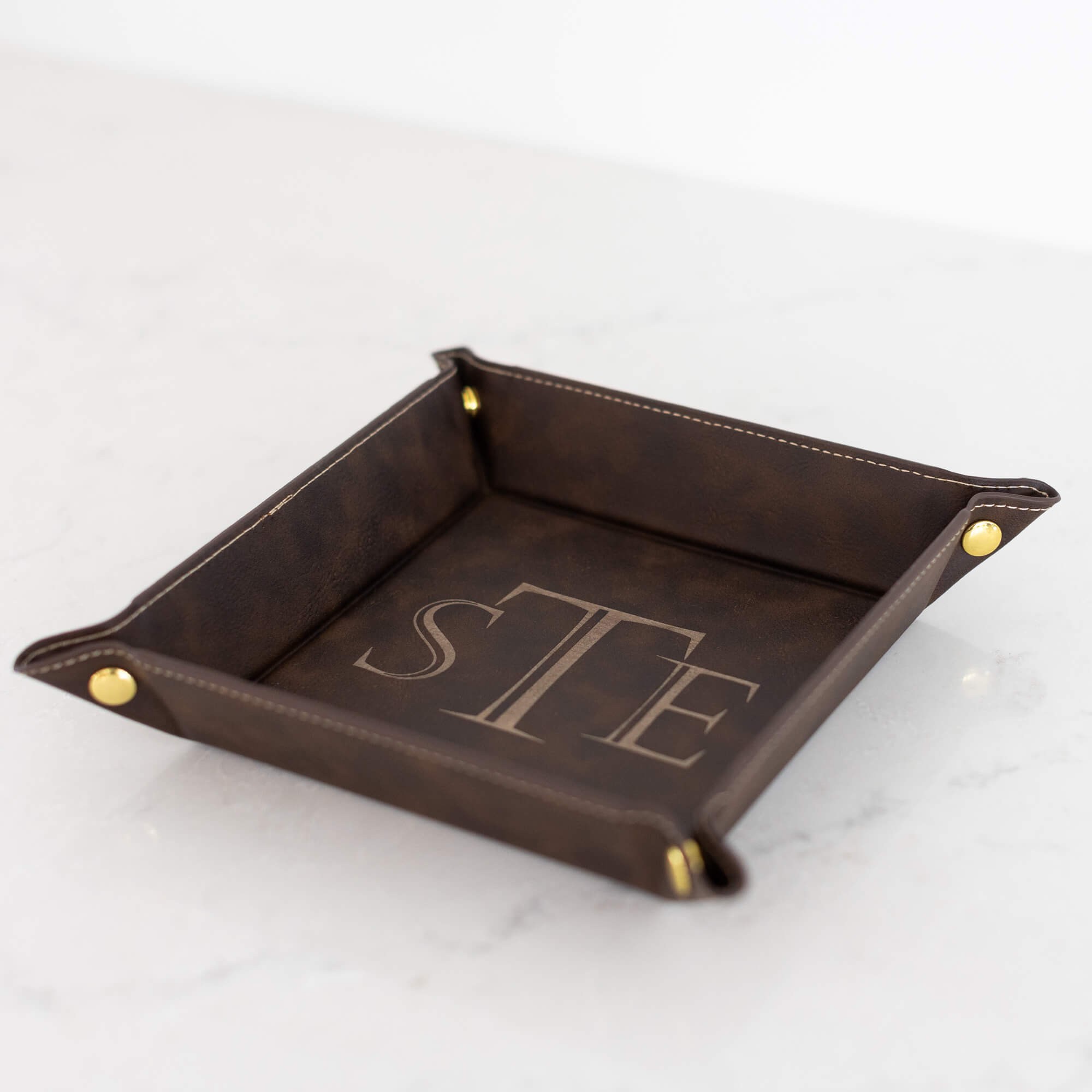 Monogrammed Vegan Leather Valet Tray