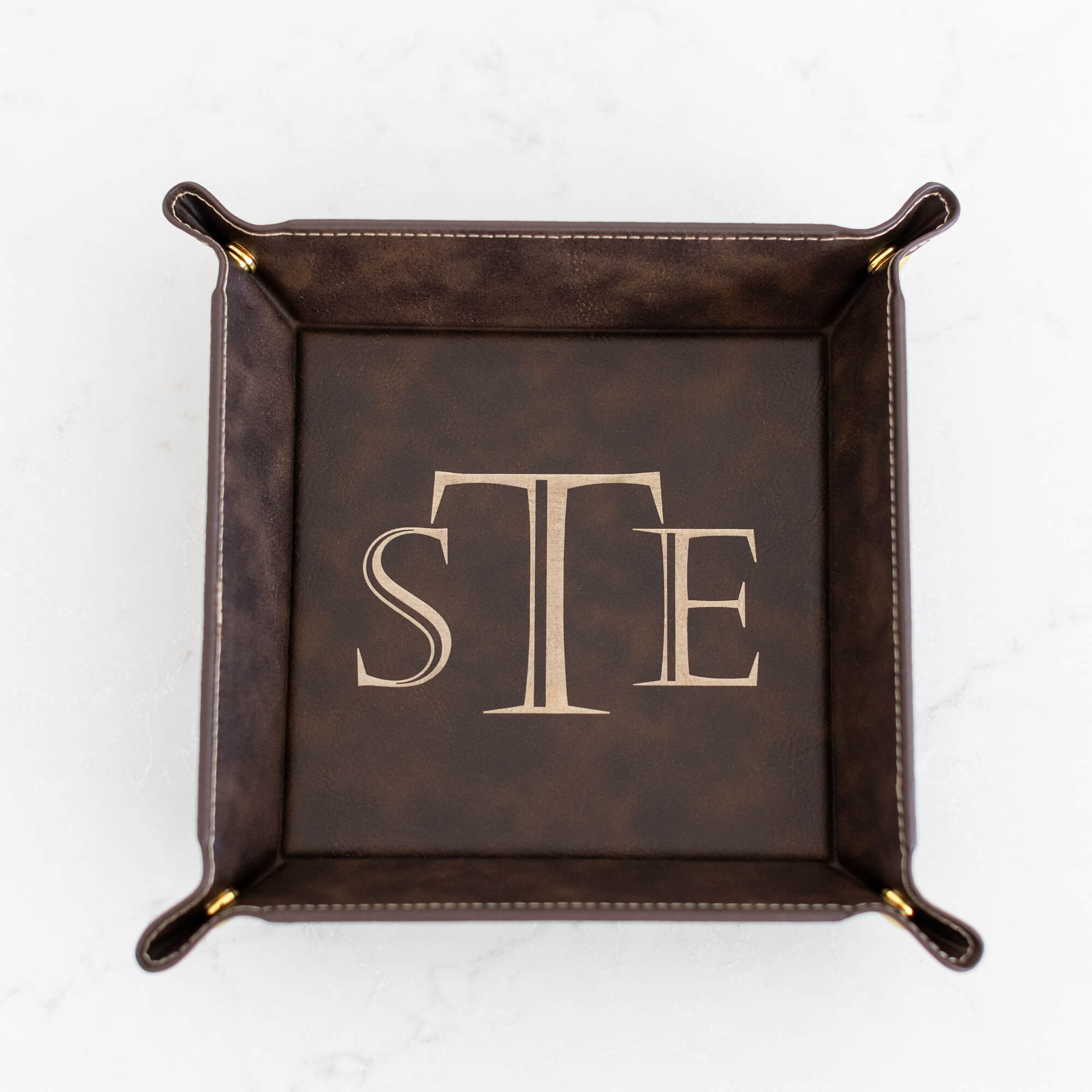 Monogrammed Vegan Leather Valet Tray