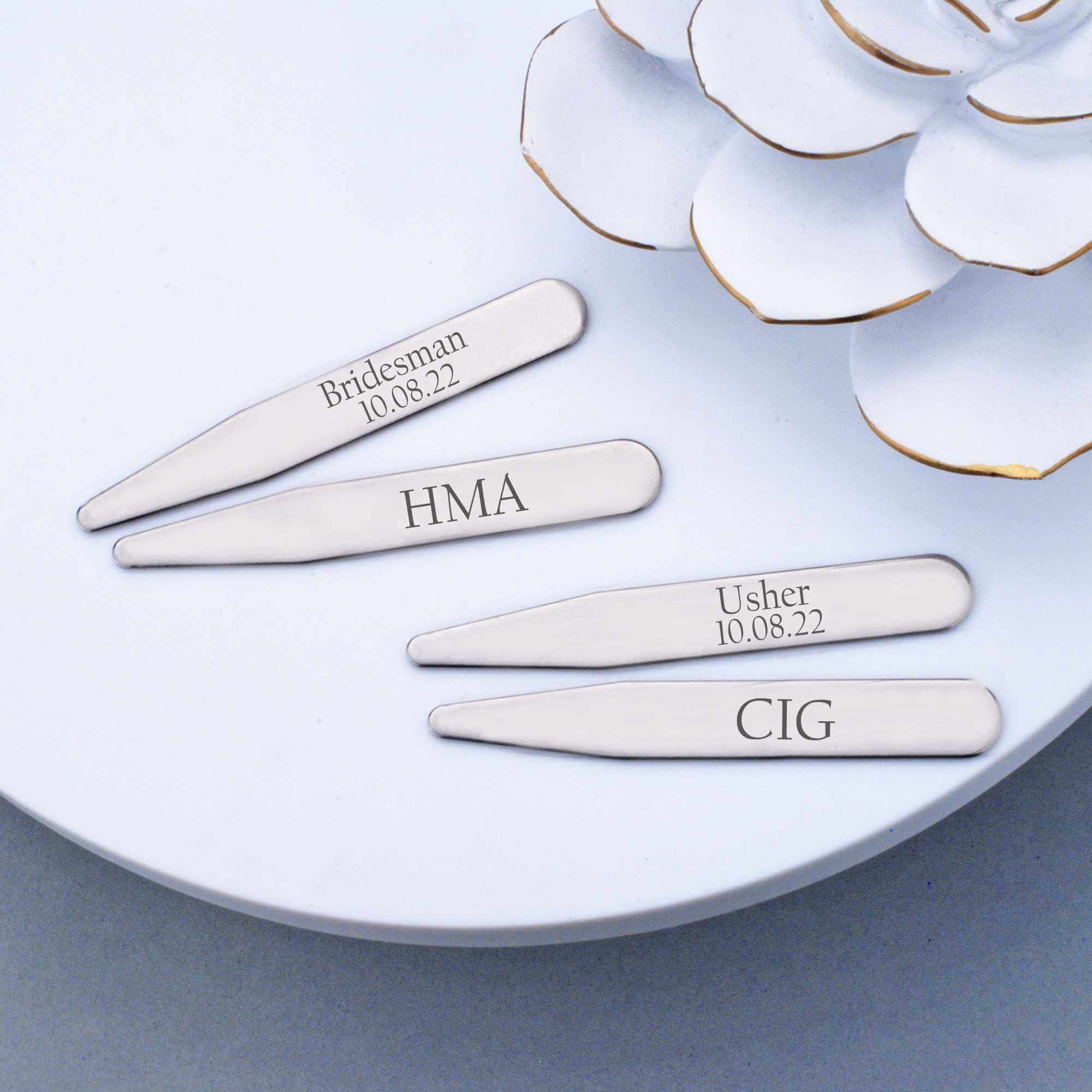 Groomsman's Initials Collar Stays