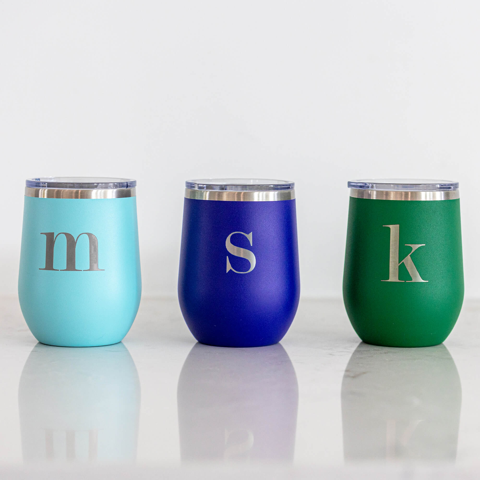 Insulated Wine Tumbler with Initial - 12 oz.