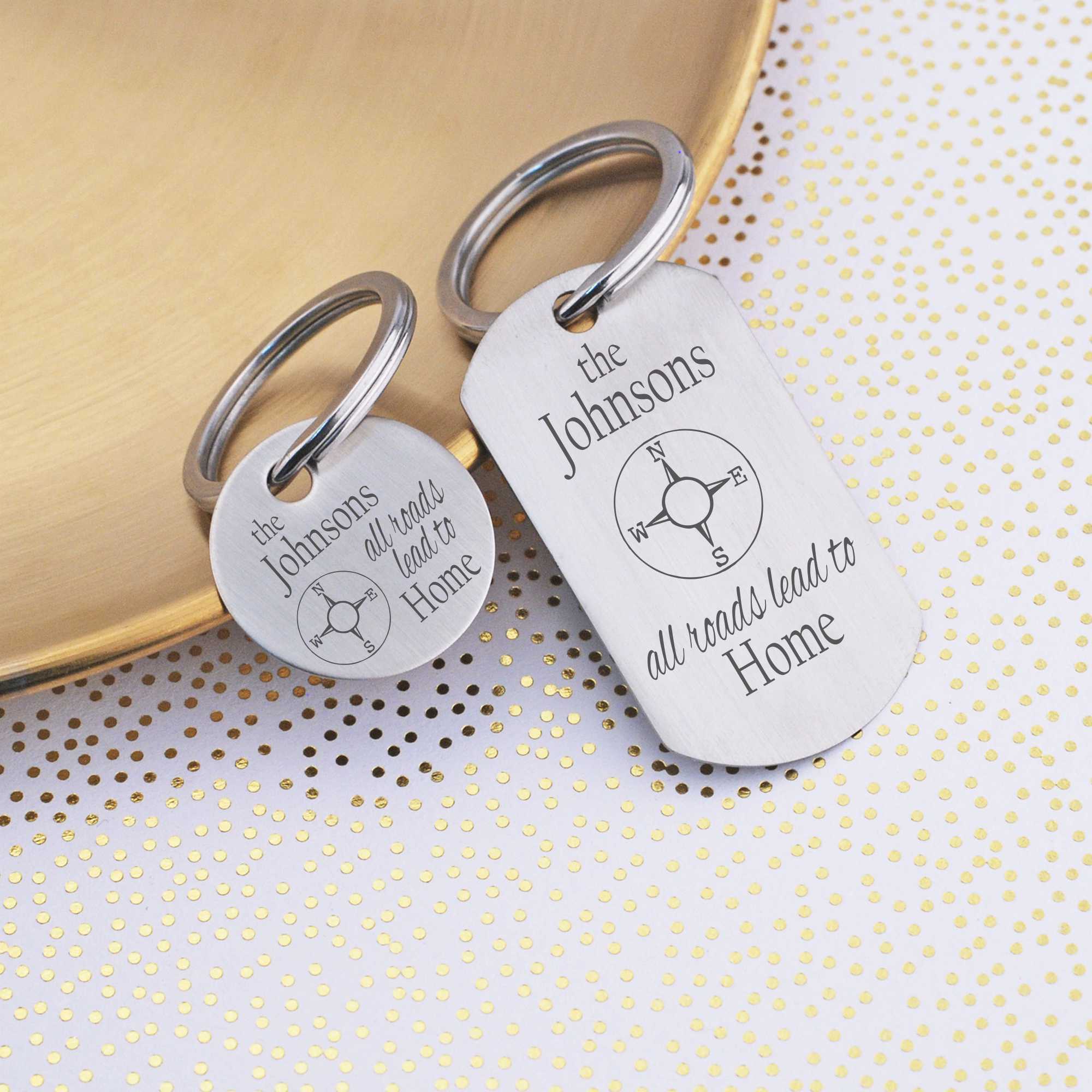 All Roads Lead to Home - Couple's Keychain Set