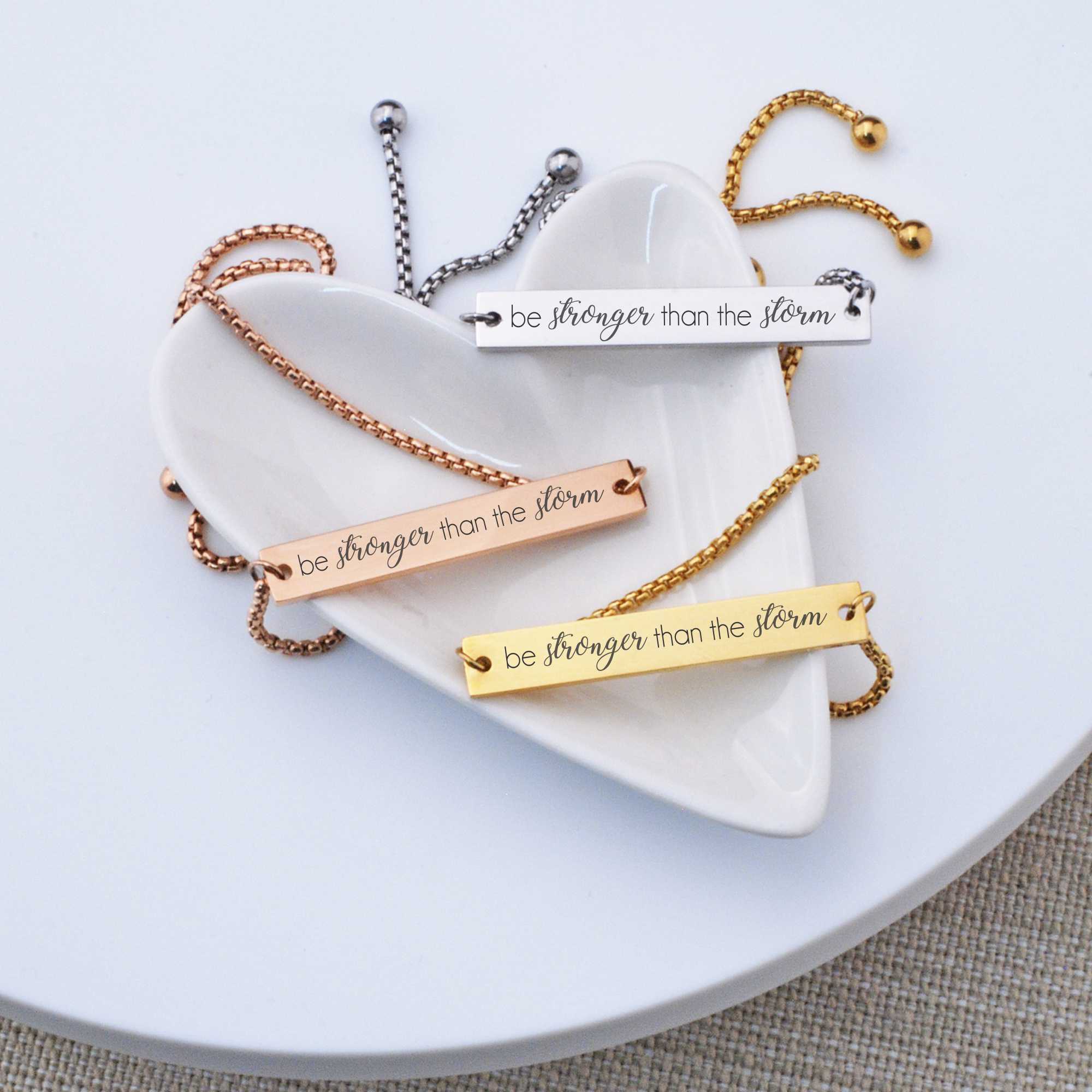 Be Stronger Than the Storm - Adjustable Slide Bracelet