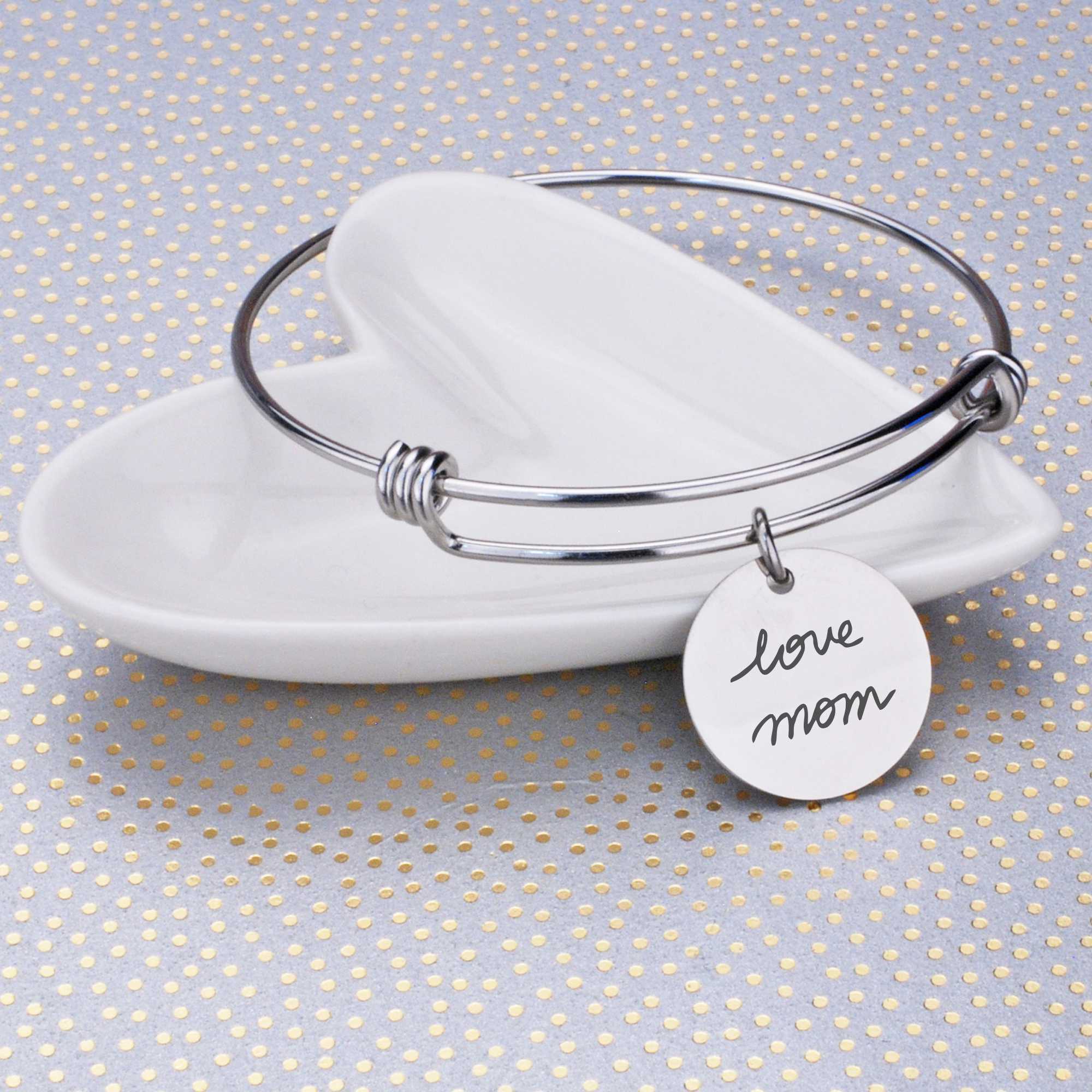 Adjustable Bangle Bracelet Engraved with Your Handwriting