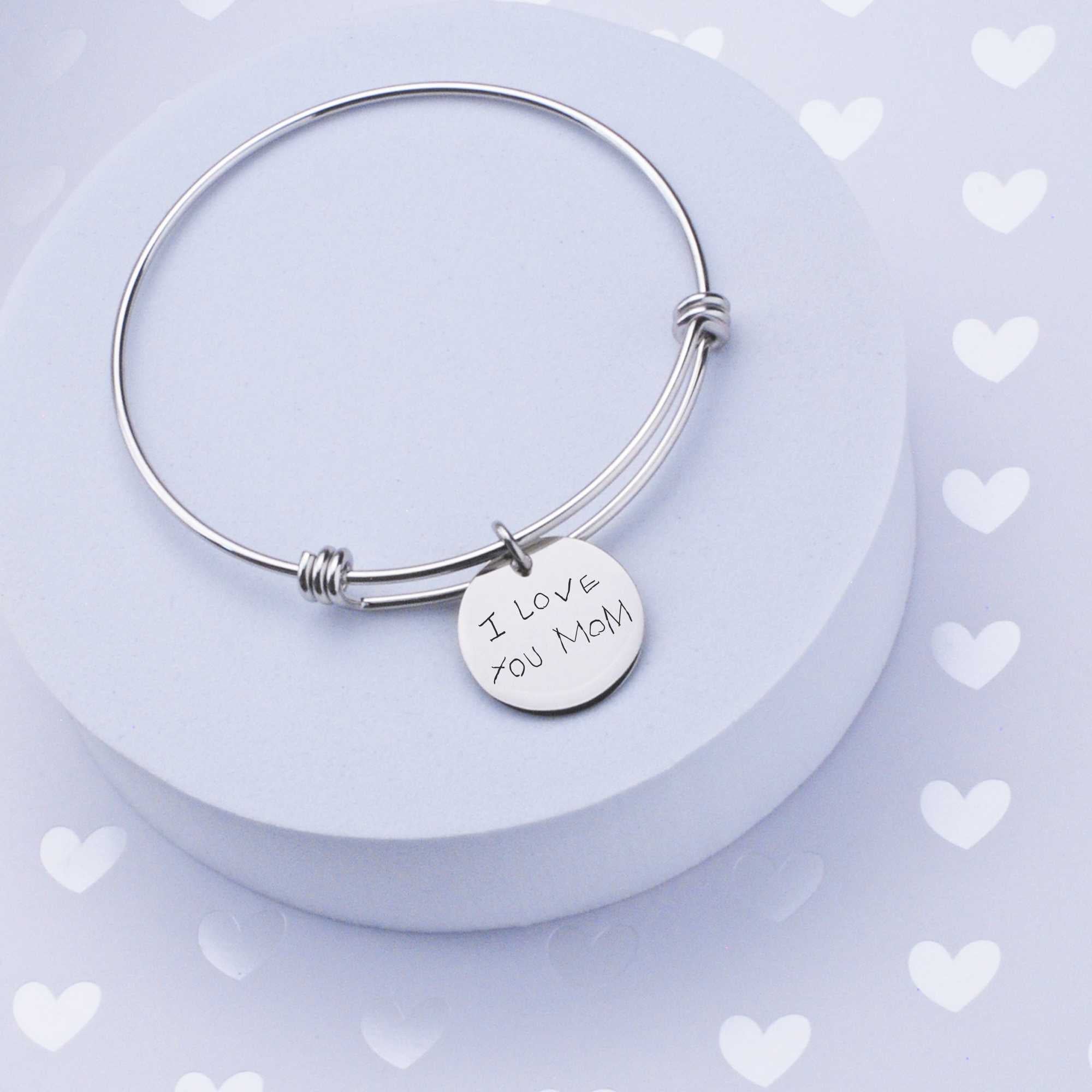 Adjustable Bangle Bracelet Engraved with Your Handwriting