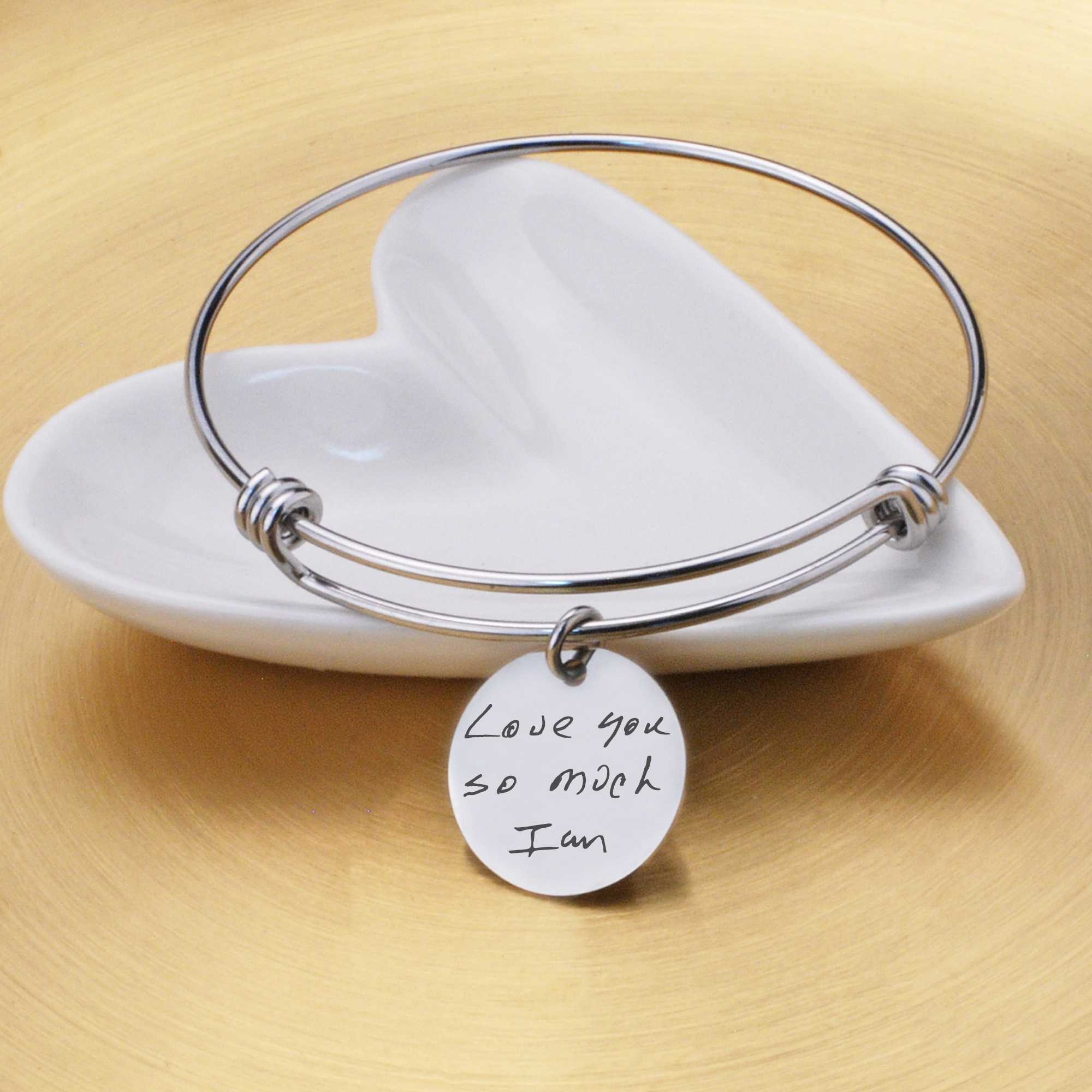 Adjustable Bangle Bracelet Engraved with Your Handwriting