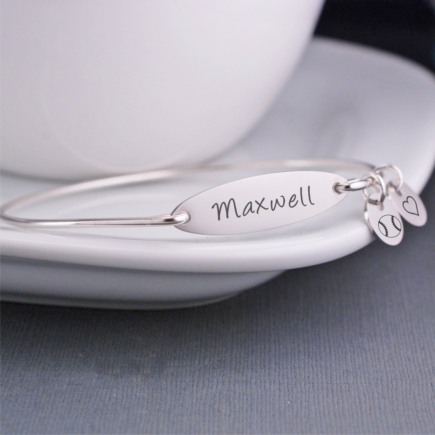 Name Bangle Bracelet - Oval