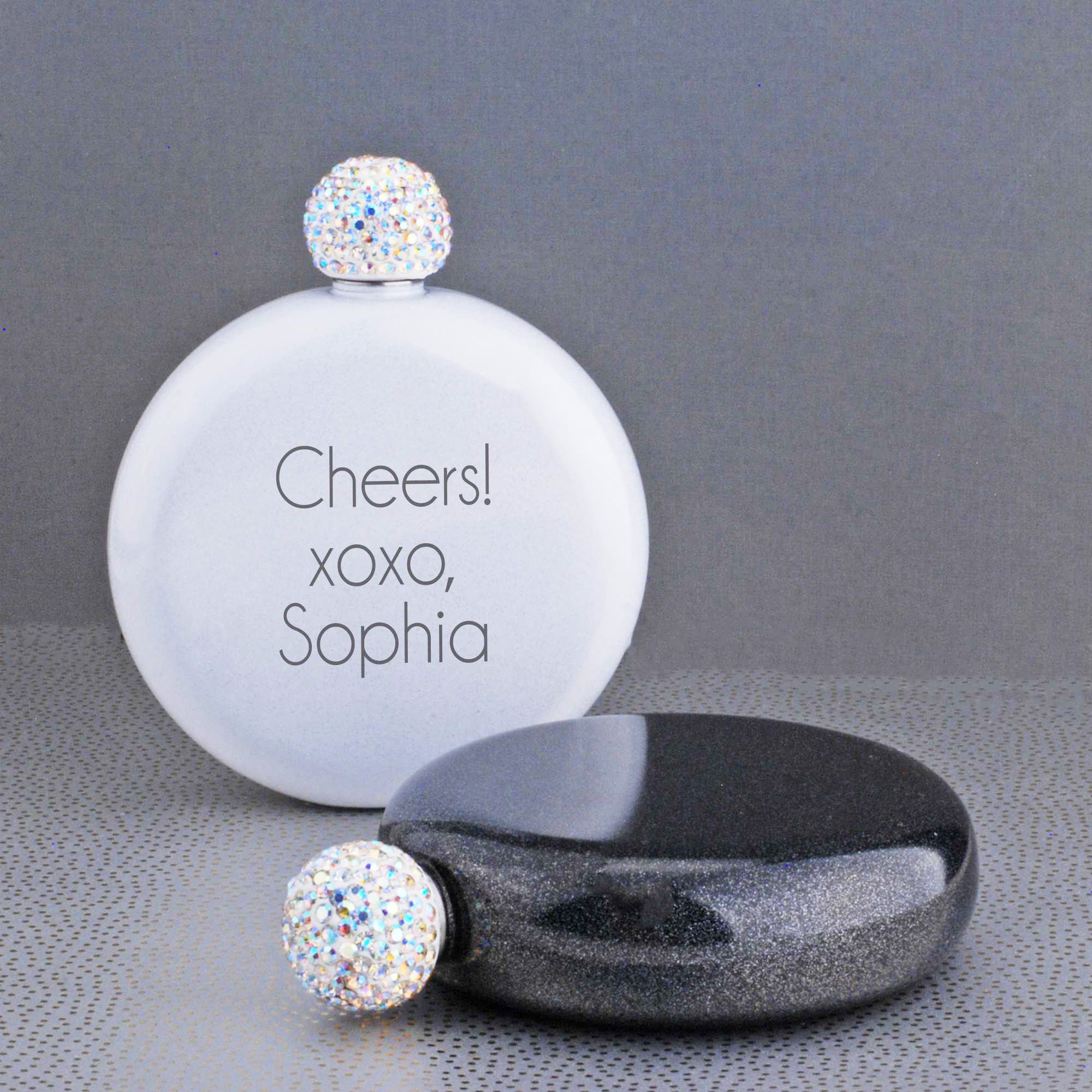 Water. (Definitely) - Women's Round Glitter Flask