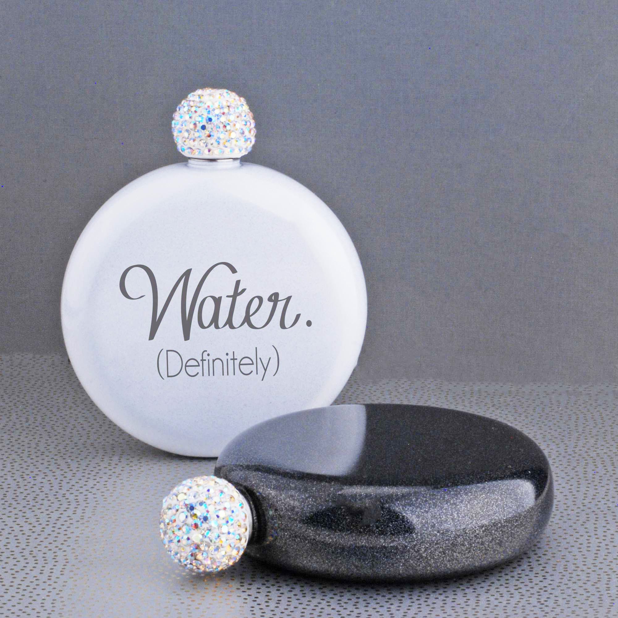 Water. (Definitely) - Women's Round Glitter Flask