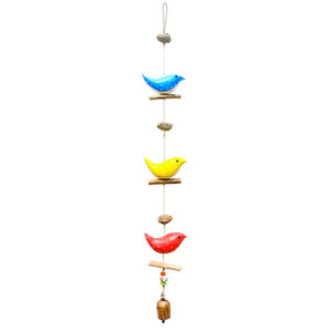 3 Dotted Wood Birds Chimes - Weeds