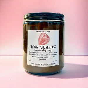 Rose Quartz Candle - Rose & Ylang ylang - Heart Chakra - Weeds