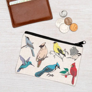 Bird Zipper Pouch-Small - Weeds