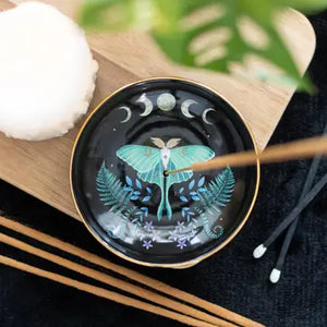 Luna Moth Ceramic Incense Plate - Weeds