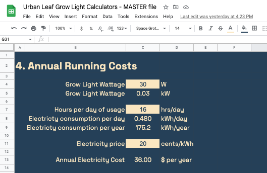 Grow Light Calculator Sign Up Page
