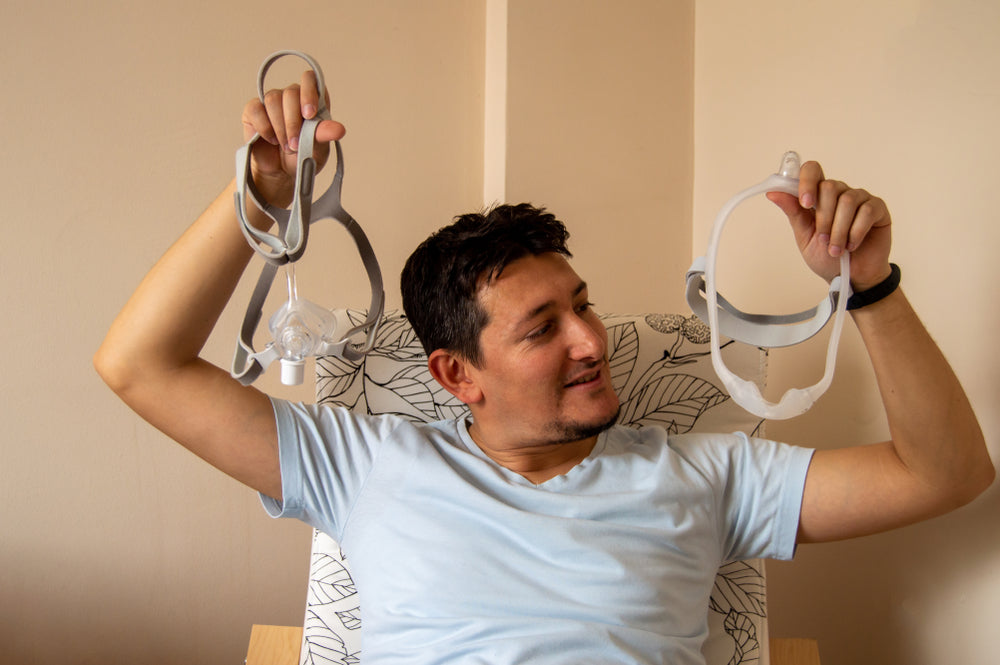 A man deciding on which CPAP Mask will fit him for his CPAP therapy