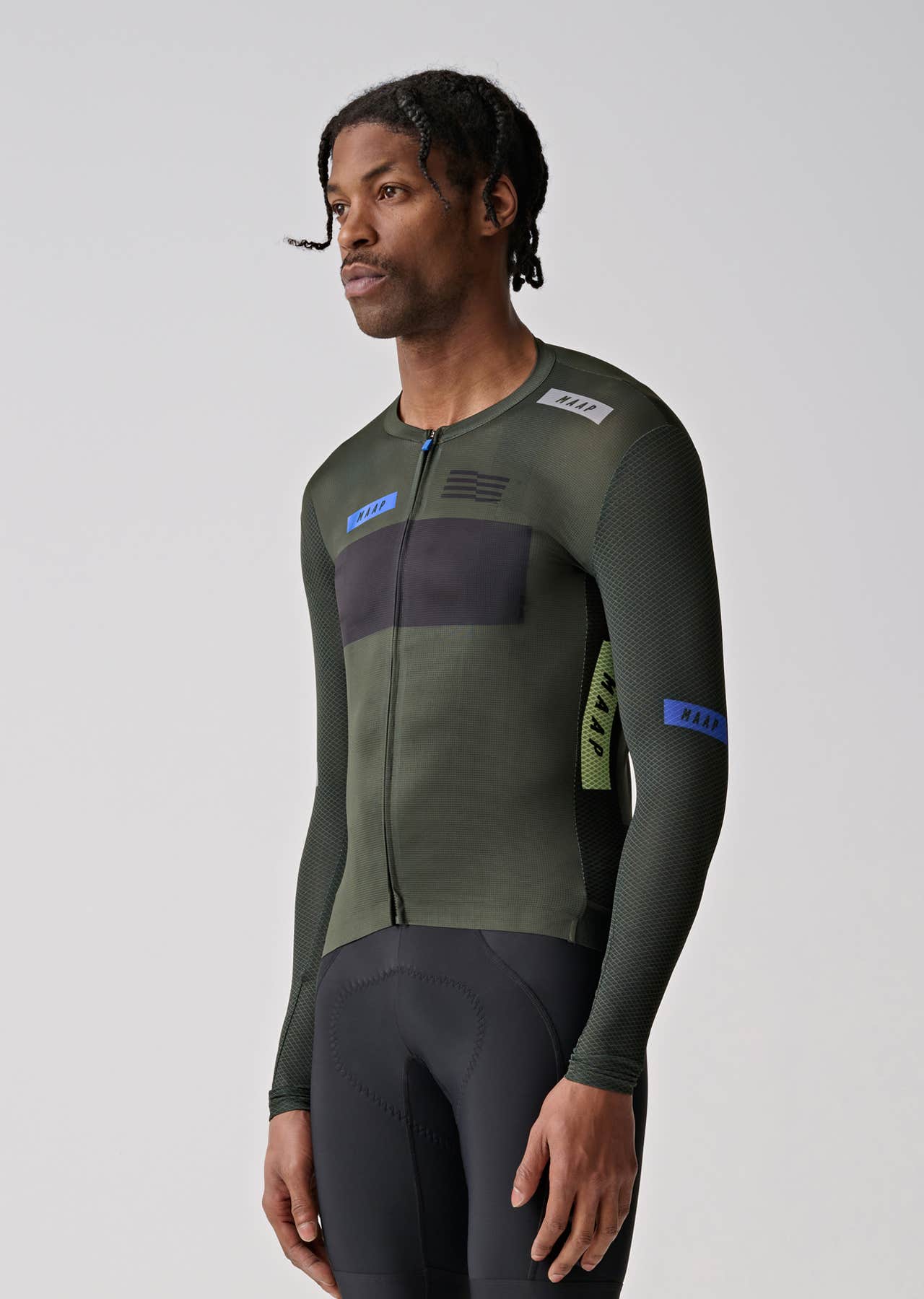 mens black long sleeve cycling jersey UV protection