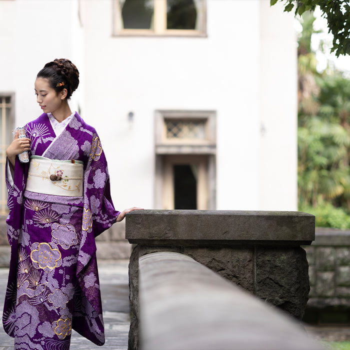 オックスフォードブルー たつむら 黒地袋帯 花喰舞鳥文 着物 龍村美術