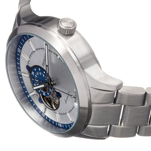 Heritor Automatic Oscar Semi-Skeleton Bracelet Watch - Blue/Silver - HERHS1009