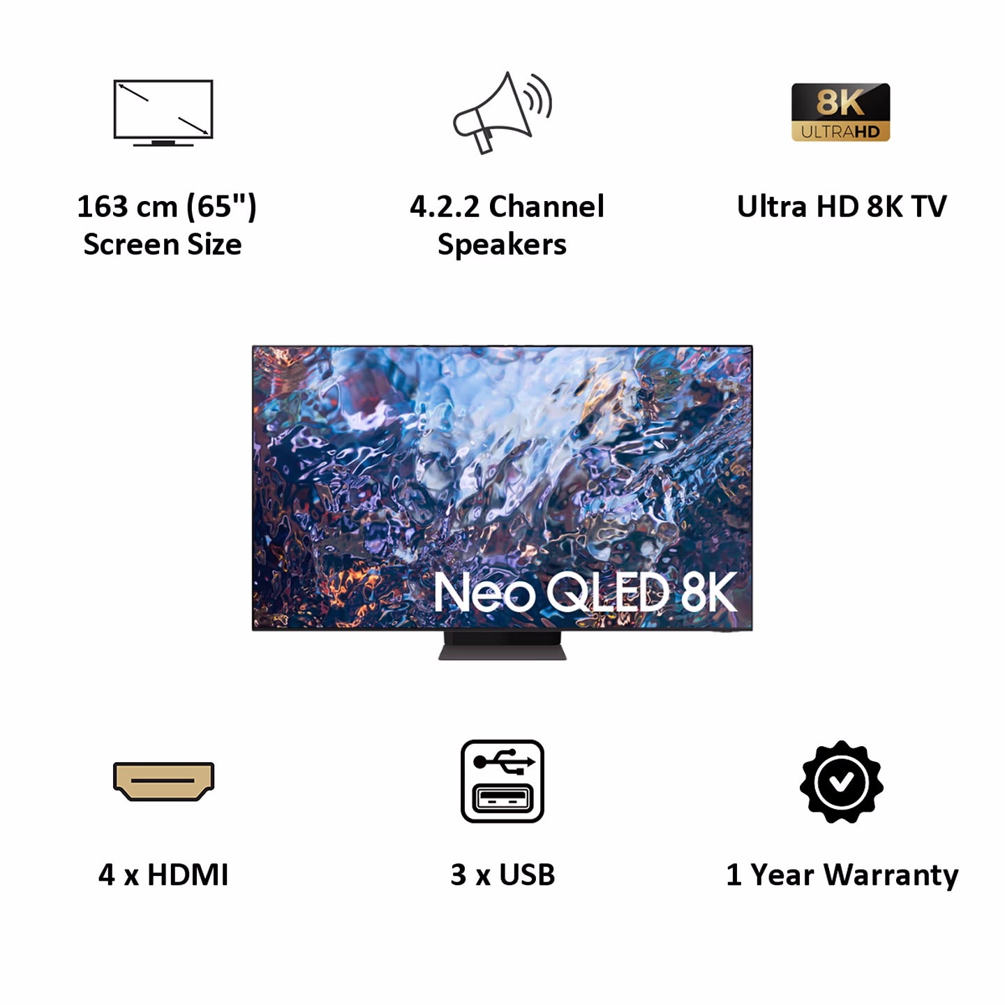 Samsung QA65QN700BKXXL 7 Series 163cm (65 Inch) Ultra HD 8K QLED Smart TV