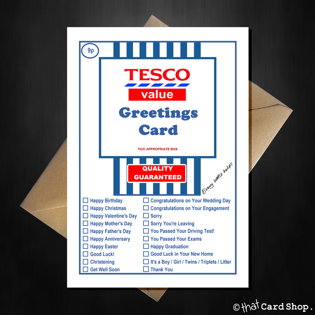 TESCO Value - Funny Joke Greetings card for literally ANY occasion