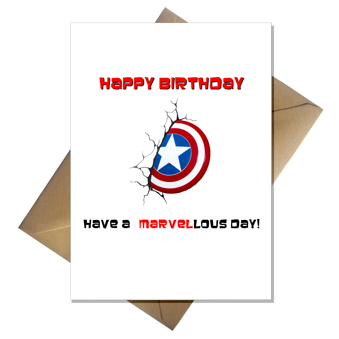 Funny Marvel Birthday Card Have A Marvel Lous Day With Captain Amer That Card Shop