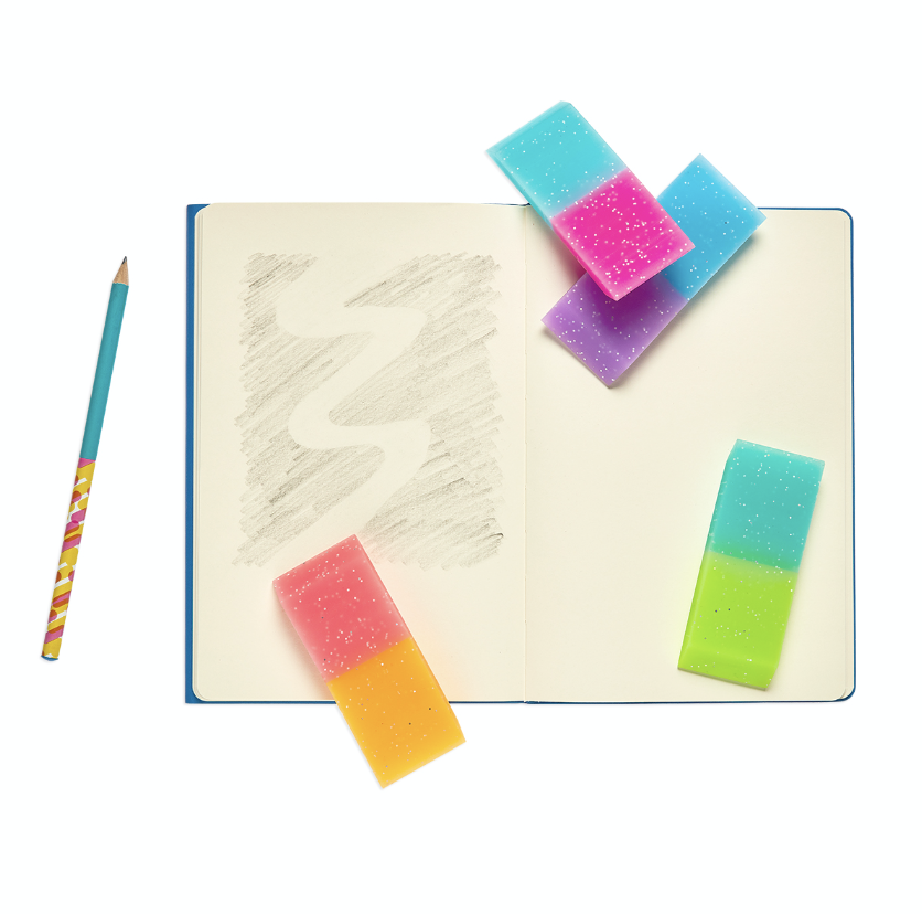 KLUTZ Make Your Own Mini Erasers Toy includes (8)colors of eraser  clay^pencil^clay shaping tool^(2)sheets of papercraft displays