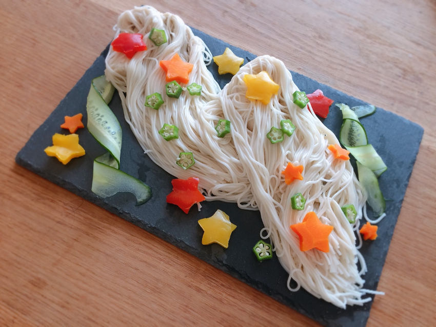 Tanabata Somen noodles decorated with star-shaped vegetables