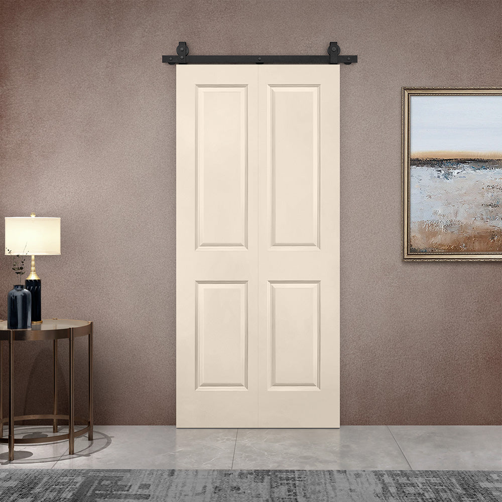 2 Panel MDF Composite Bi-Fold Barn Door with Sliding Hardware Kit