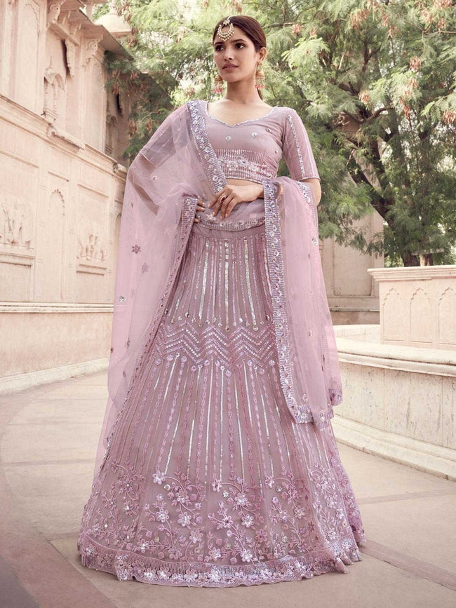 Pink Net Sangeet Lehenga Choli