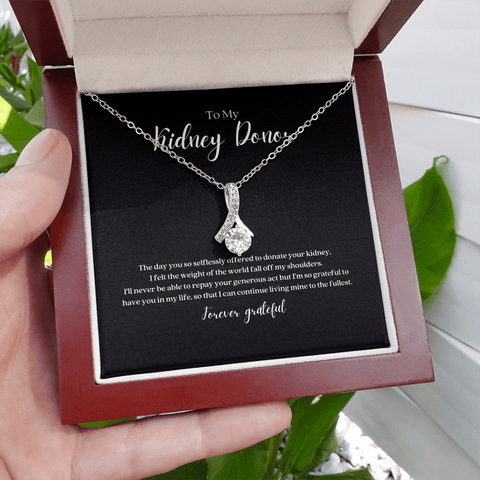 Kidney Donor Gift Ribbon Pendant Necklace