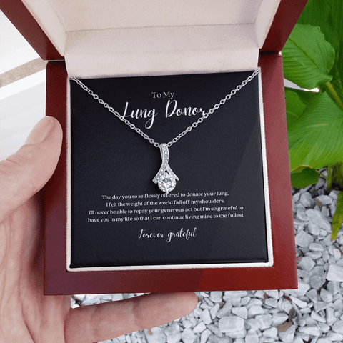 Lung Donor Ribbon Pendant Necklace