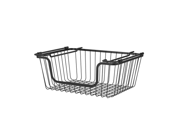 Aoibox Stackable Metal Wire Storage Basket Set for Pantry, Countertop, Kitchen or Bathroom - Black, Set of 3