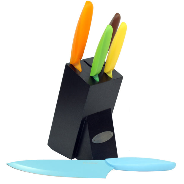 Reo Fourteen Piece Multi-Color Plastic Knife Block Set