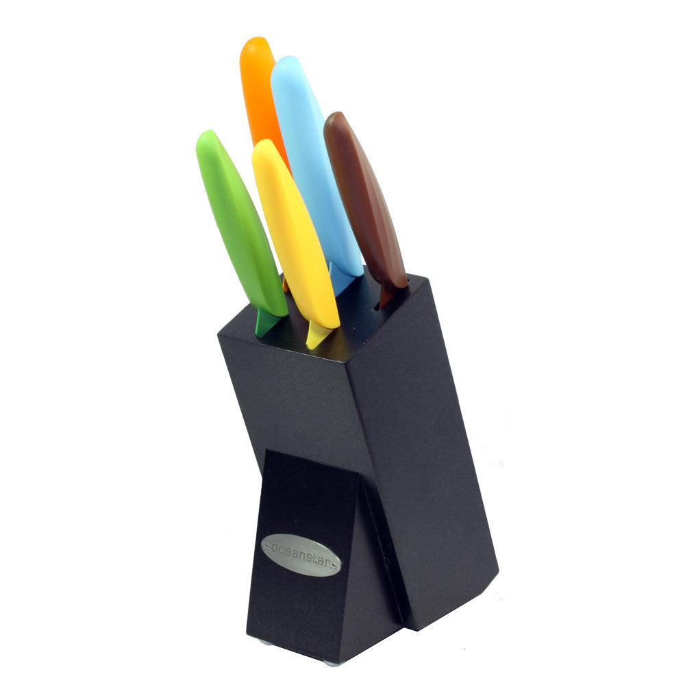 Reo Fourteen Piece Multi-Color Plastic Knife Block Set