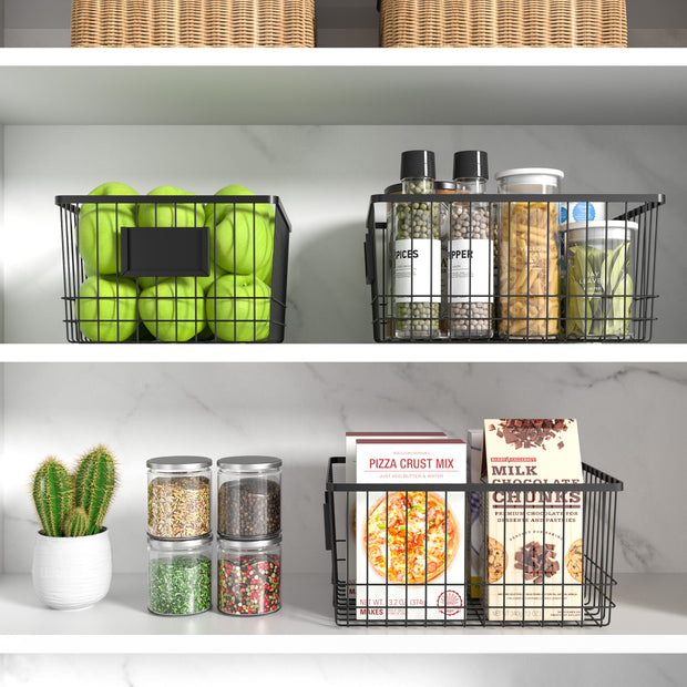 Oceanstar Stackable Metal Wire Storage Basket Set for Pantry, Countert