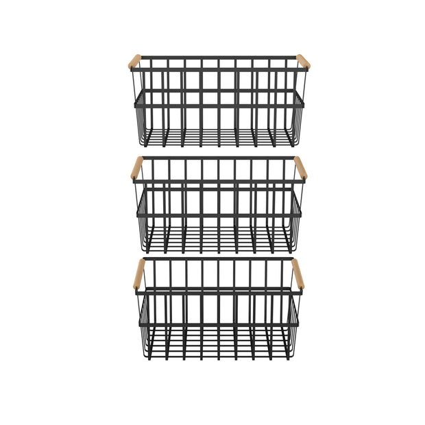 Oceanstar Oceanstar Stackable Metal Wire Storage Basket Set for Pantry,  Countertop, Kitchen or Bathroom – Black, Set of 3 in the Storage Bins &  Baskets department at