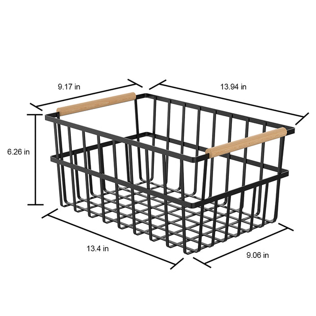 Oceanstar Oceanstar Stackable Metal Wire Storage Basket Set for Pantry,  Countertop, Kitchen or Bathroom – Black, Set of 3 in the Storage Bins &  Baskets department at