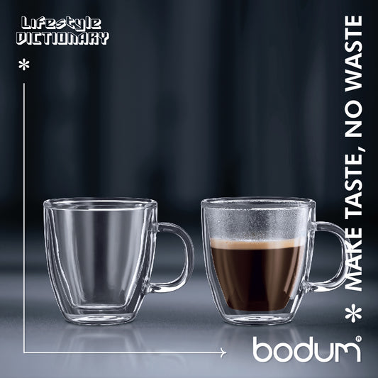 Bodum Bistro 2 Pcs Espresso Cup Set, Double Wall, 0.15 L, 5 oz Transparent