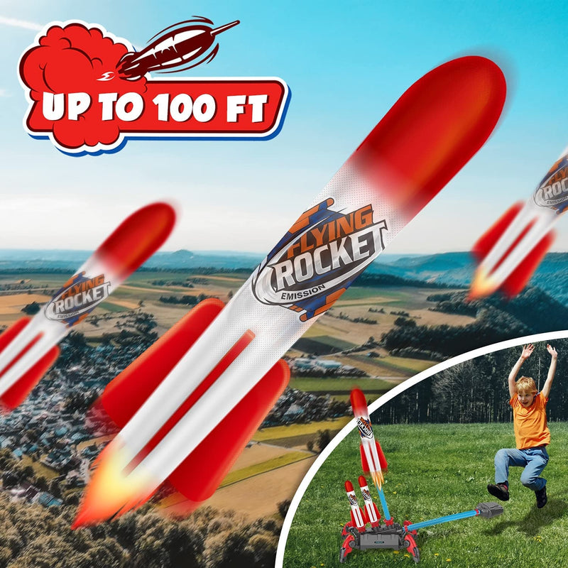 Stomp Fly Rocket Toy Air Rocket Launchers For Kids, Kids Outdoor Toys For Boys Garden Toys For Girls Birthday Gift 6 Foam Rockets