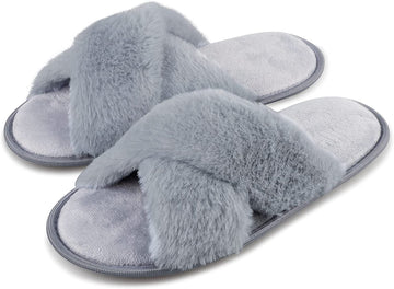 Smag hans helikopter Slippers Women,Ladies Crossover Slippers with Faux Fur Lined,Memory Fo