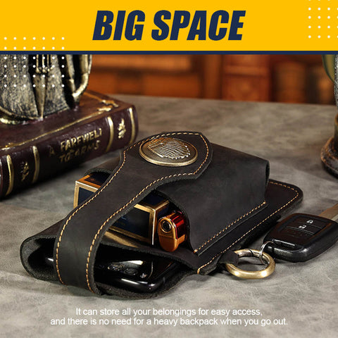 Waist Bag Genuine Leather Retro Men's Bag Belt Packs Holster for Cell Phone Pouch Cigarette Box Wallet Case for IPhone Huawei waterproof tool bag