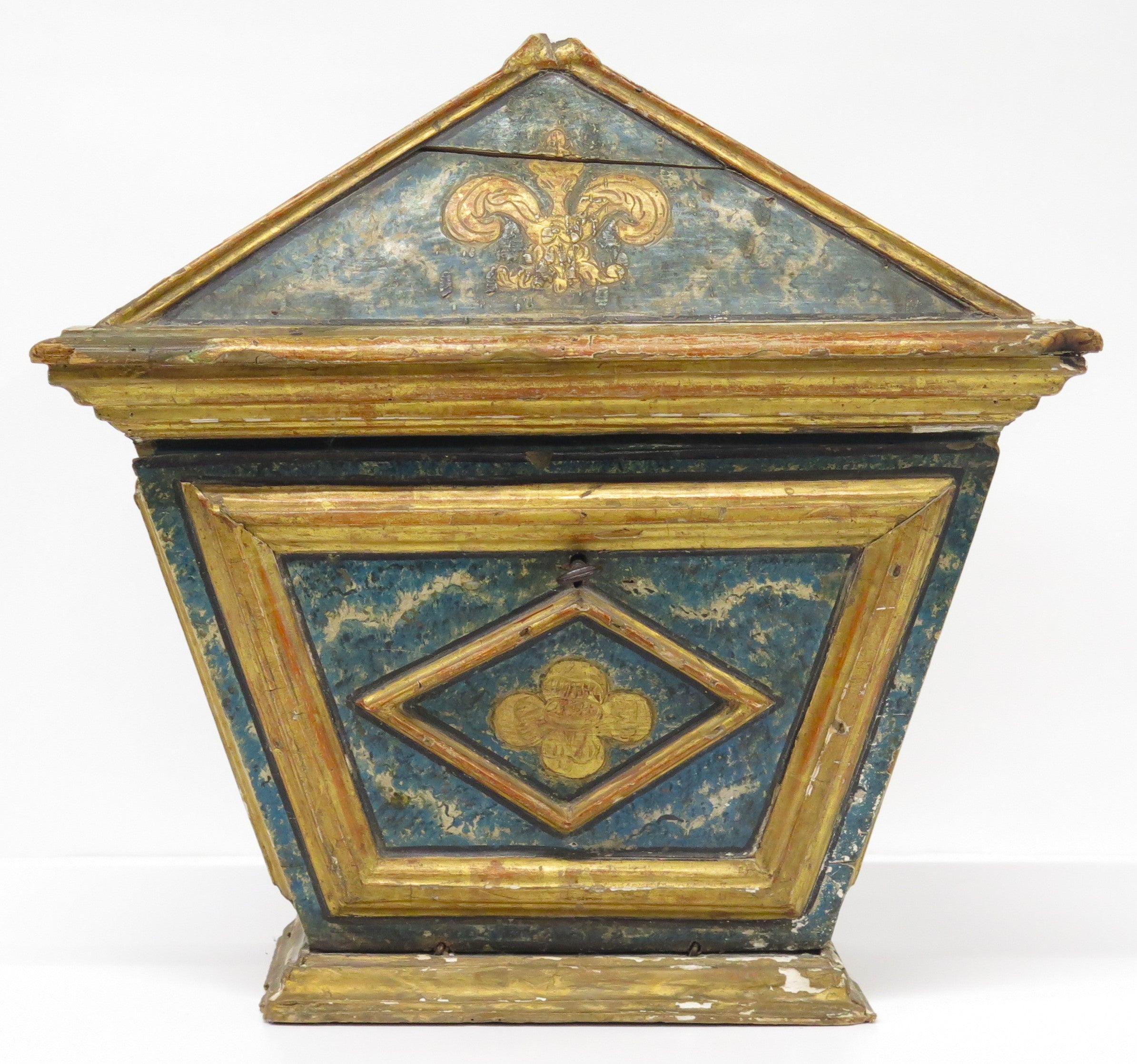 Louis XVI Trapezoidal-shaped Faux Paint and Parcel Gilt Tabernacle