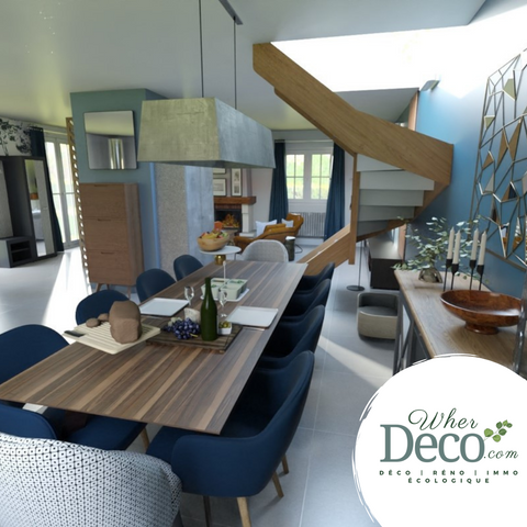 wherdeco-decoration-renovation-home staging-ecologique-duvertdansladeco-realisations-Salle à manger-à la bonne franquette