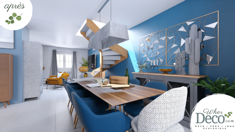 wherdeco-decoration-renovation-home staging-ecologique-duvertdansladeco-realisations-salle à manger-Je suis bleu de toi3