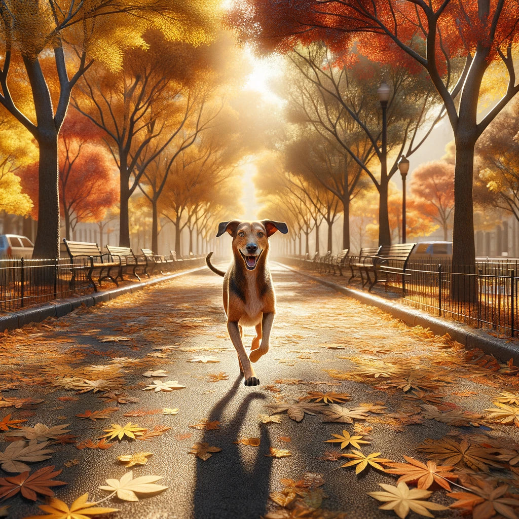 perro en el otoño